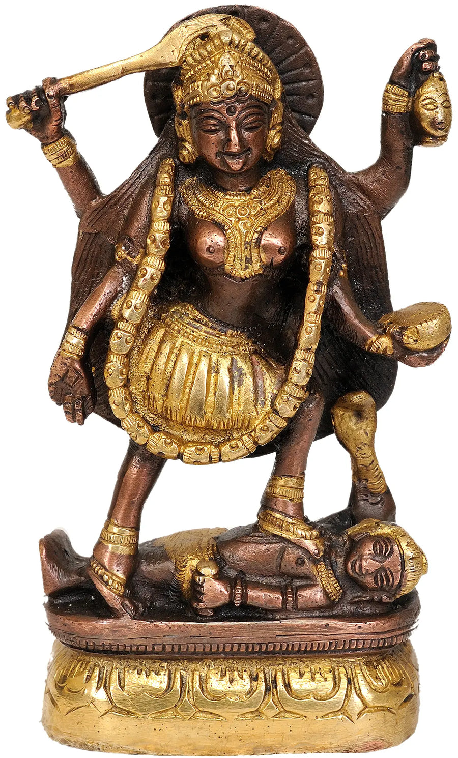 6" Mother Goddess Kali Handmade Brass Idol