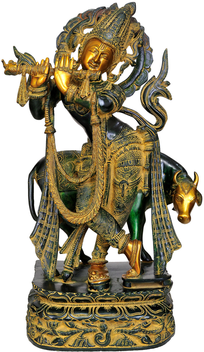 22" Gopala Krishna Brass Statue Handmade