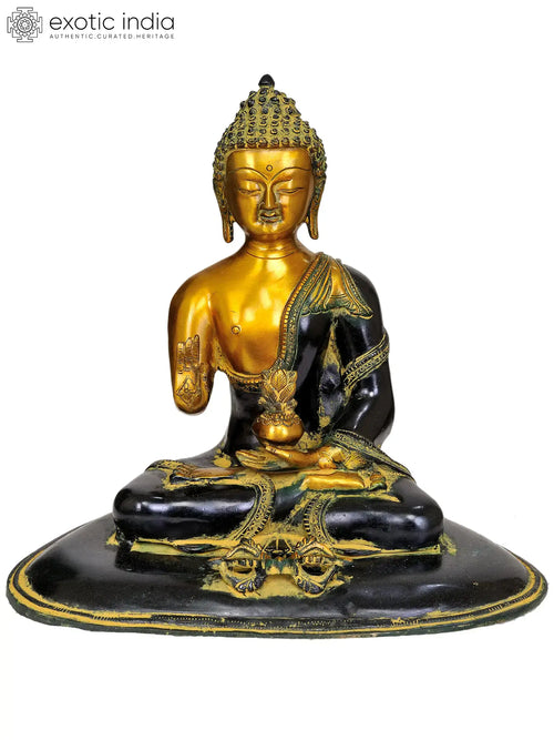 12" Blessing Buddha with Dorje Brass Statue Handmade