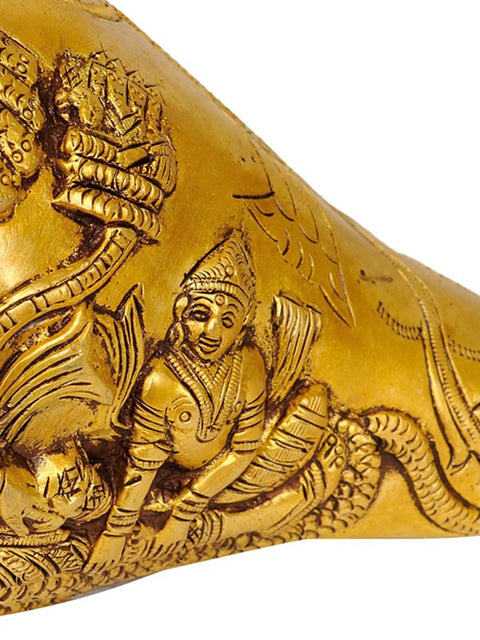 7" Sheshshayi Vishnu Conch Brass Statue | Handmade | Made in India