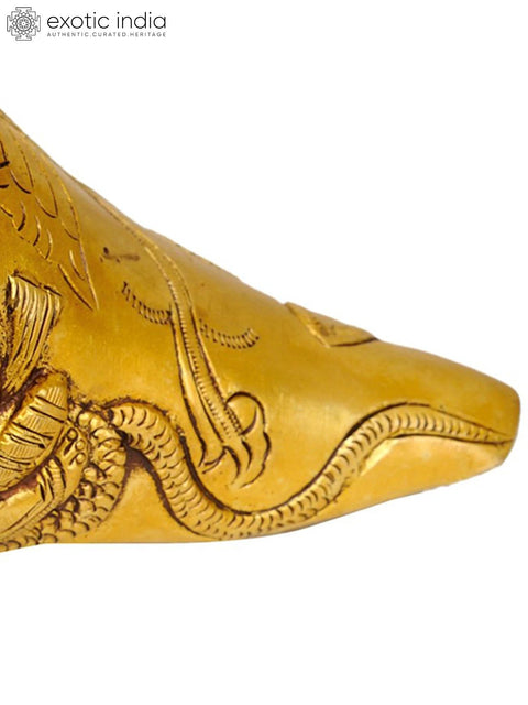 7" Sheshshayi Vishnu Conch Brass Statue | Handmade | Made in India