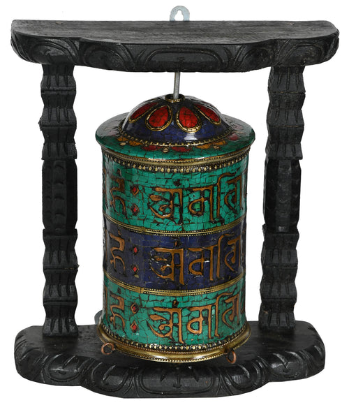Prayer Wheel from Nepal - Tibetan Buddhist Brass Statue