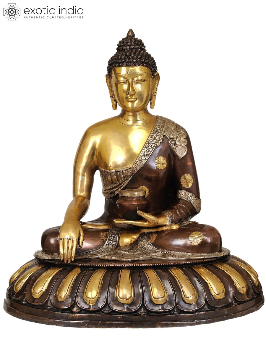 29" Large Lord Buddha Bhumisparsha Mudra Brass Handmade Statue