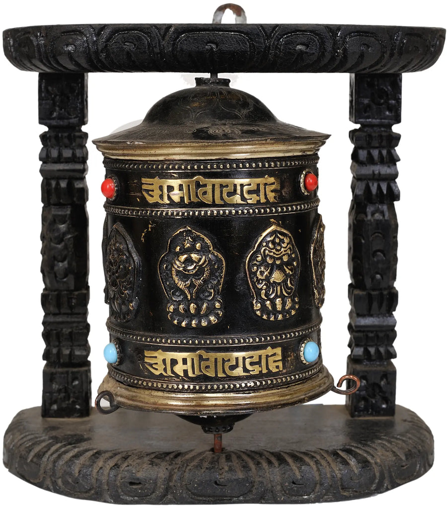Ashtamangala Prayer Wheel Brass Statue