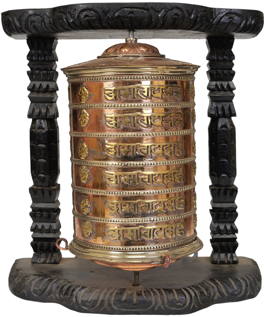 Handmade Brass Prayer Wheel Statue