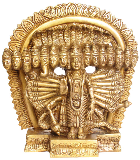 8" Cosmic Form of Lord Vishnu Brass Idol | Handmade Sculpture | Made in India