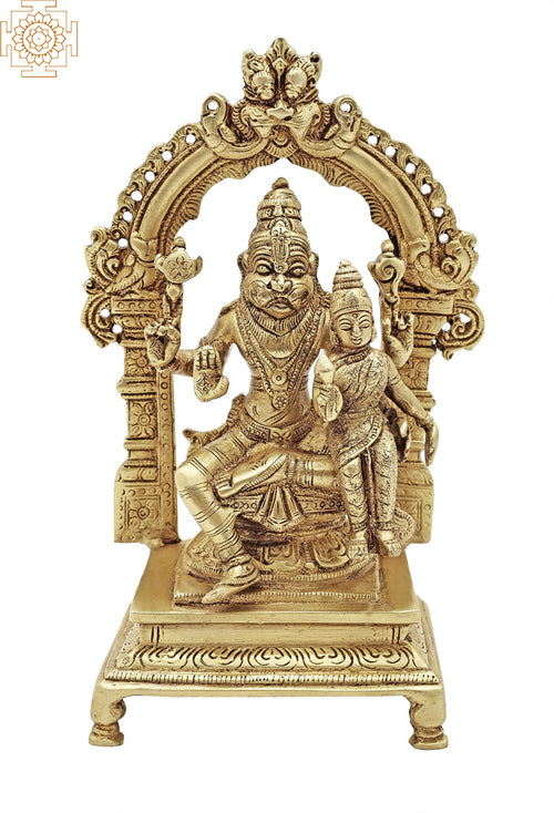 8" Brass Lord Narasimha Idol with Shakti Handmade