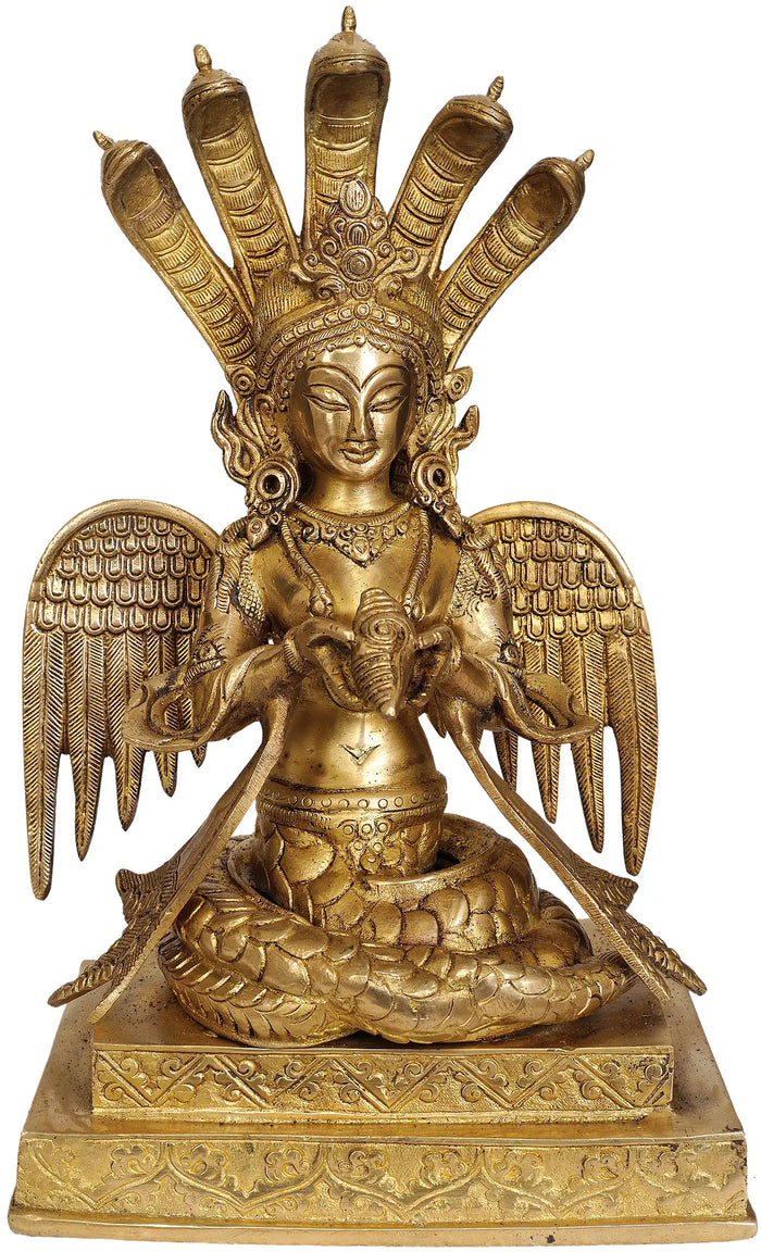 12" Naga-Kanya (The Snake Woman) In Brass | Handmade | Made In India