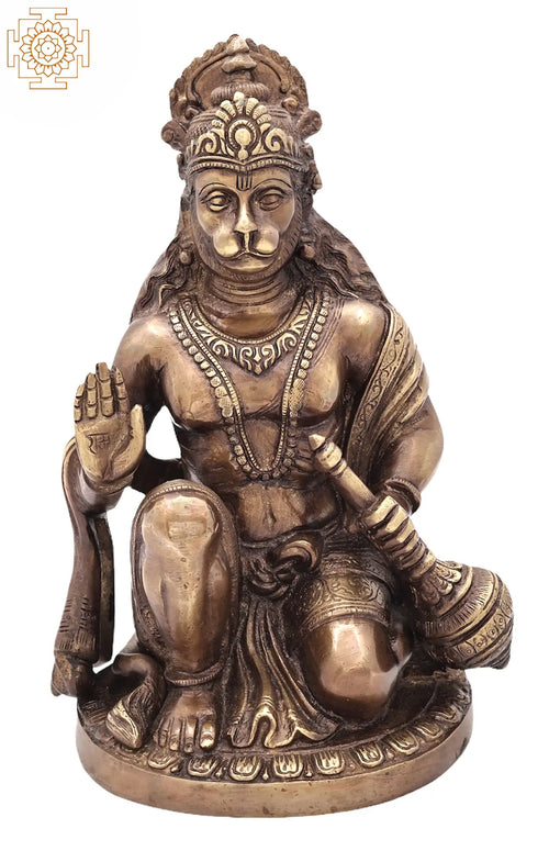 9" Handmade Lord Hanuman Brass Statue for Pooja