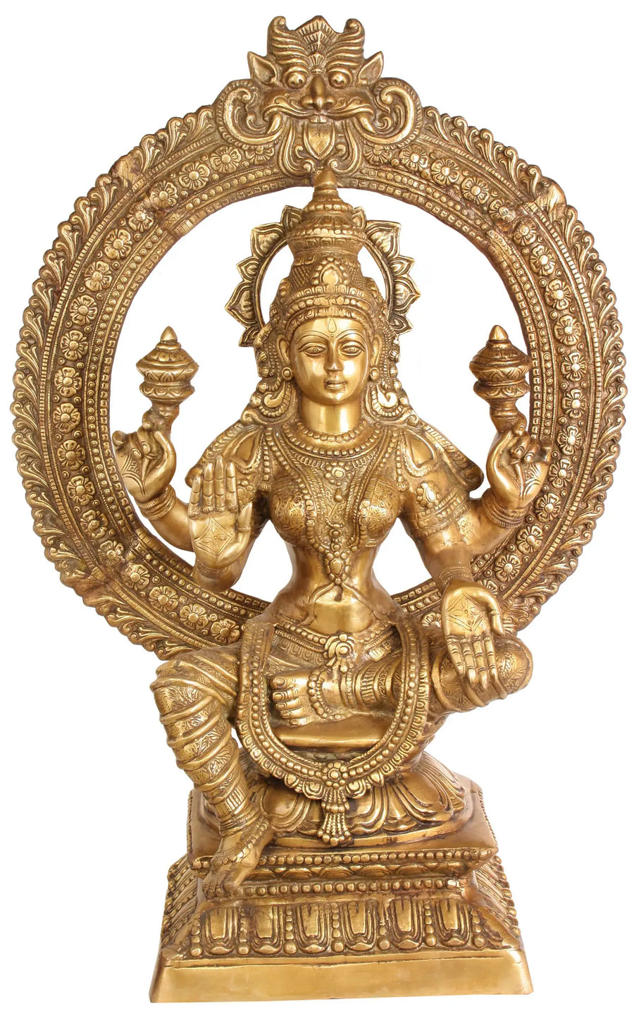 34" Handmade Goddess Lakshmi Brass Statue for Home Pooja