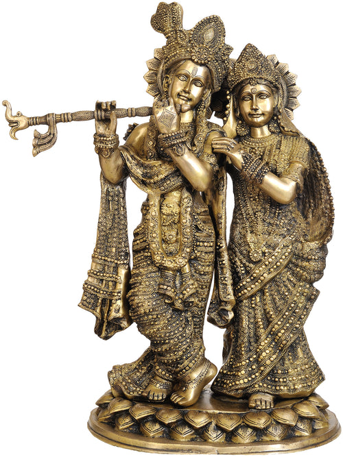 28" Large Radha Krishna Brass Statue Handmade