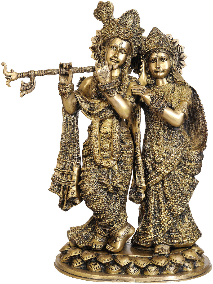 28" Large Radha Krishna Brass Statue Handmade