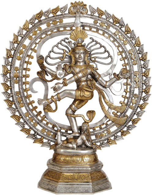30" Handmade Nataraja With Om Brass Statue