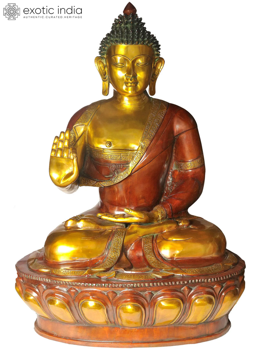 46" Large Brass Lord Buddha Vitarka Mudra Handmade Statue