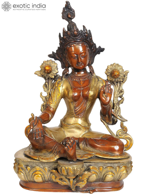 18" Green Tara Tibetan Buddhist Brass Idol Handmade