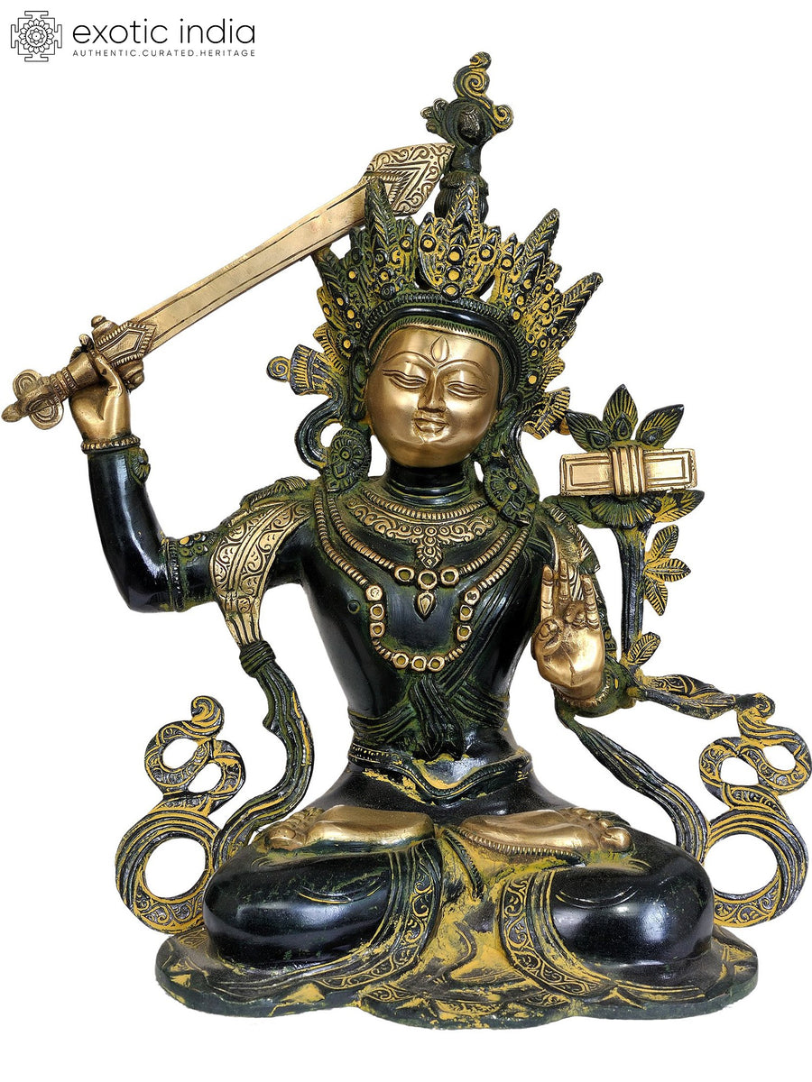 15" Manjushri Bodhisattva Brass Statue Handmade