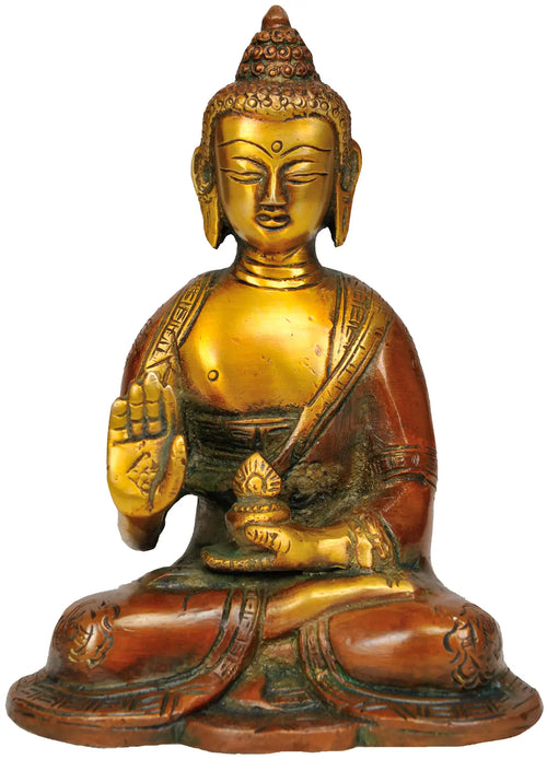 5" Blessing Buddha Brass Statue Handmade