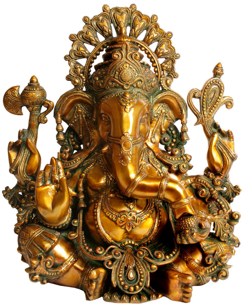 16" Handmade Lord Ganesha Brass Statue