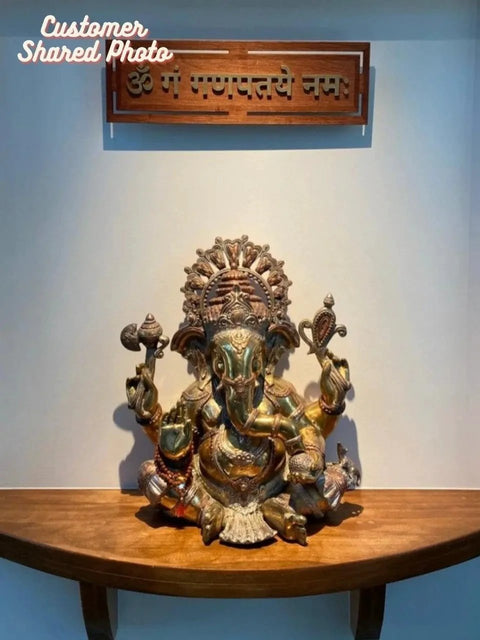 16" Lord Ganesha In Brass | Handmade | Made In India