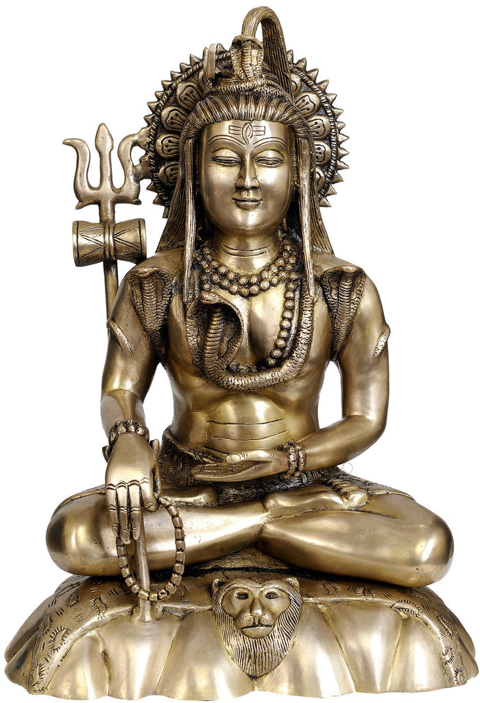 17" Handmade Bhagawan Shiva Brass Statue for Pooja