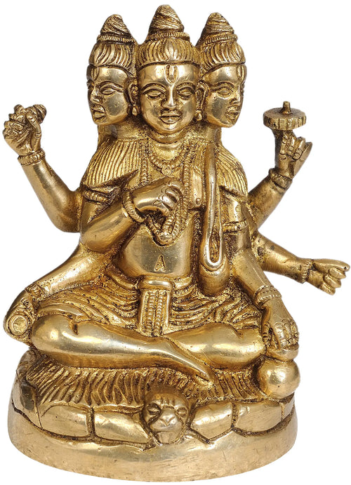 4" Dattatreya Brass Statue Handmade