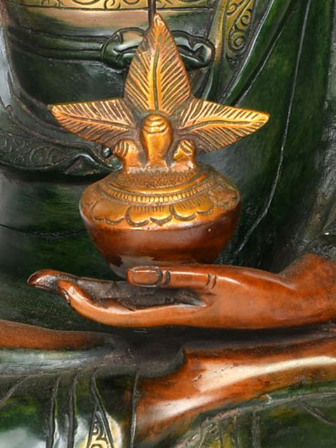 16" Medicine Buddha (Tibetan Buddhist Deity) In Brass | Handmade | Made In India