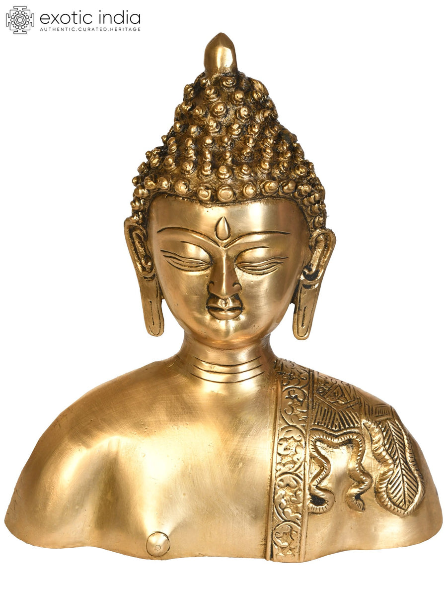 7" Handmade Buddha Brass Bust Statue