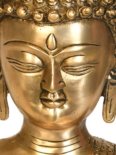 7" Buddha Bust In Brass | Handmade | Made In India