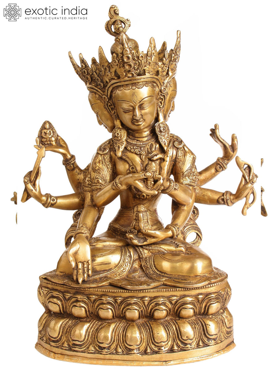 13" Brass Ushnishvijaya Goddess Statue - Tibetan Buddhist Handmade Idol