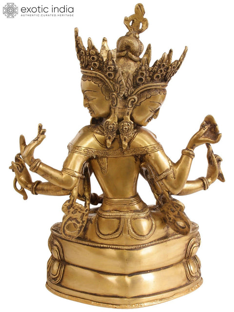 13" Tibetan Buddhist Ushnishvijaya: The Goddess Victorious Over Death In Brass | Handmade | Made In India