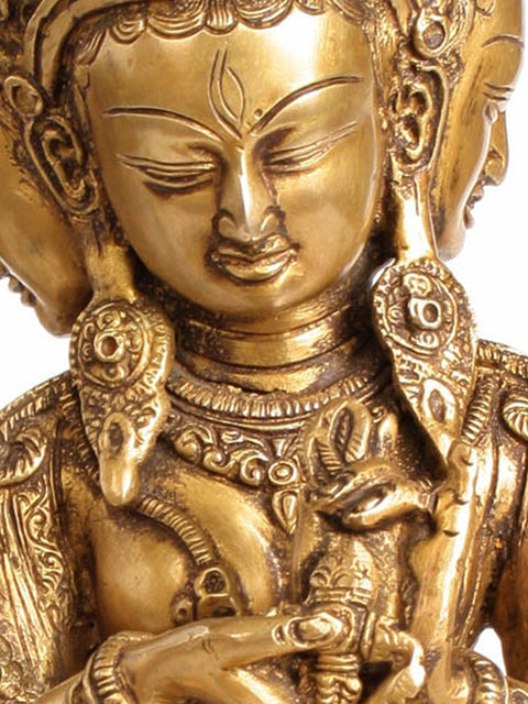13" Tibetan Buddhist Ushnishvijaya: The Goddess Victorious Over Death In Brass | Handmade | Made In India