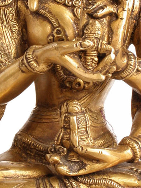 13" Tibetan Buddhist Ushnishvijaya: The Goddess Victorious Over Death In Brass | Handmade | Made In India