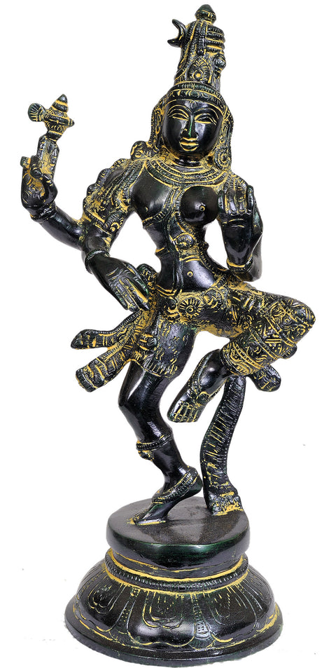 12" Dancing Ardhanarishvara (Shiva Shakti) In Brass | Handmade | Made In India