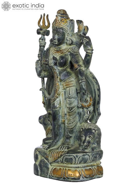 13" Ardhanarishvara, Precursor to the Perceiver and the Perceived | Handmade Brass Idol