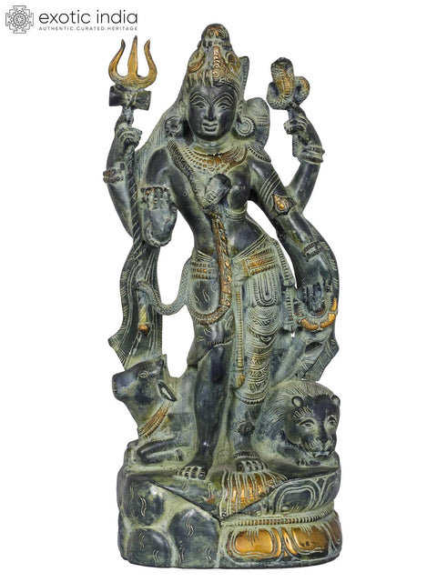 13" Ardhanarishvara, Precursor to the Perceiver and the Perceived | Handmade Brass Idol