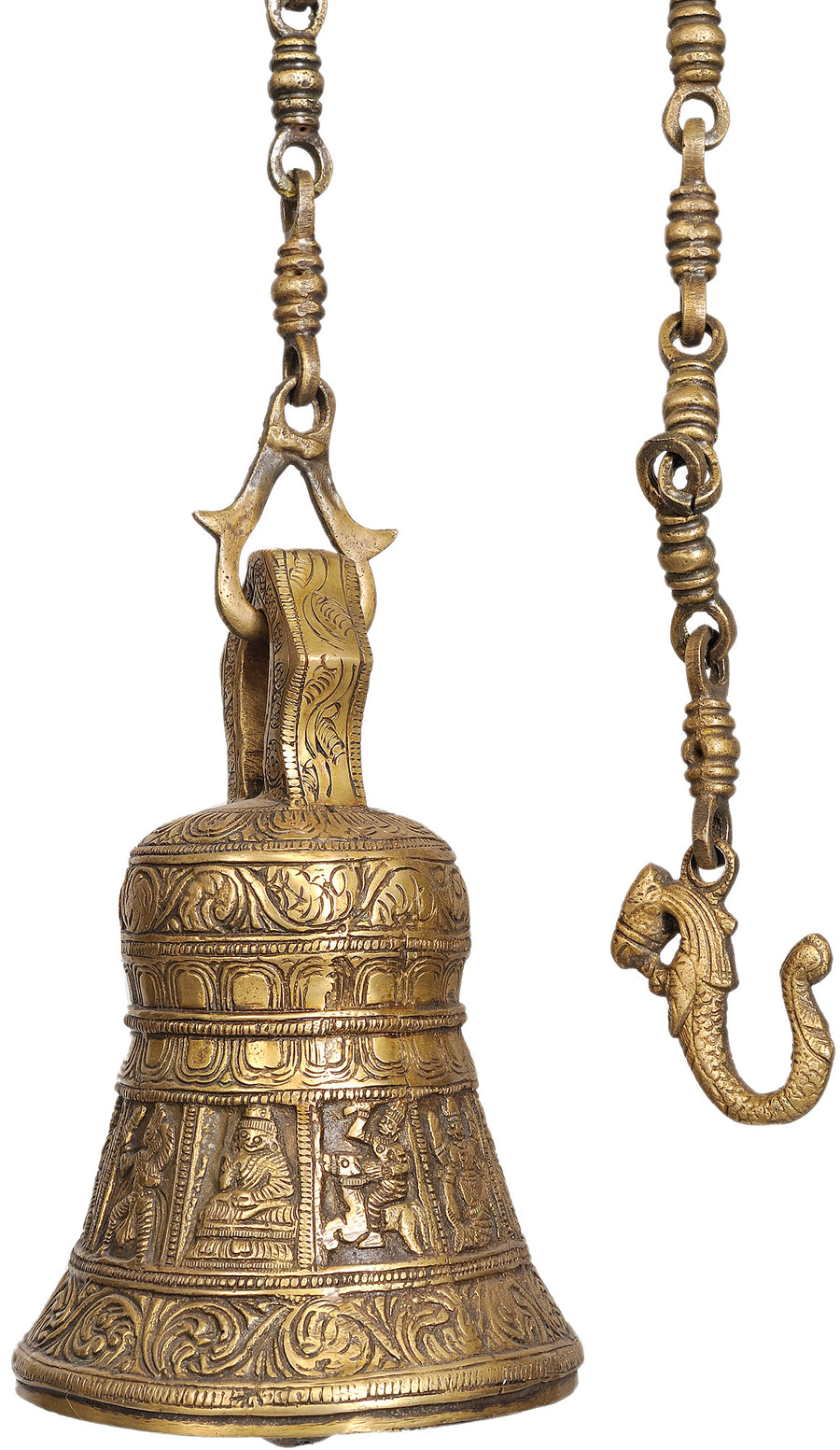 8" Brass Dashavatar Temple Hanging Bell Handmade