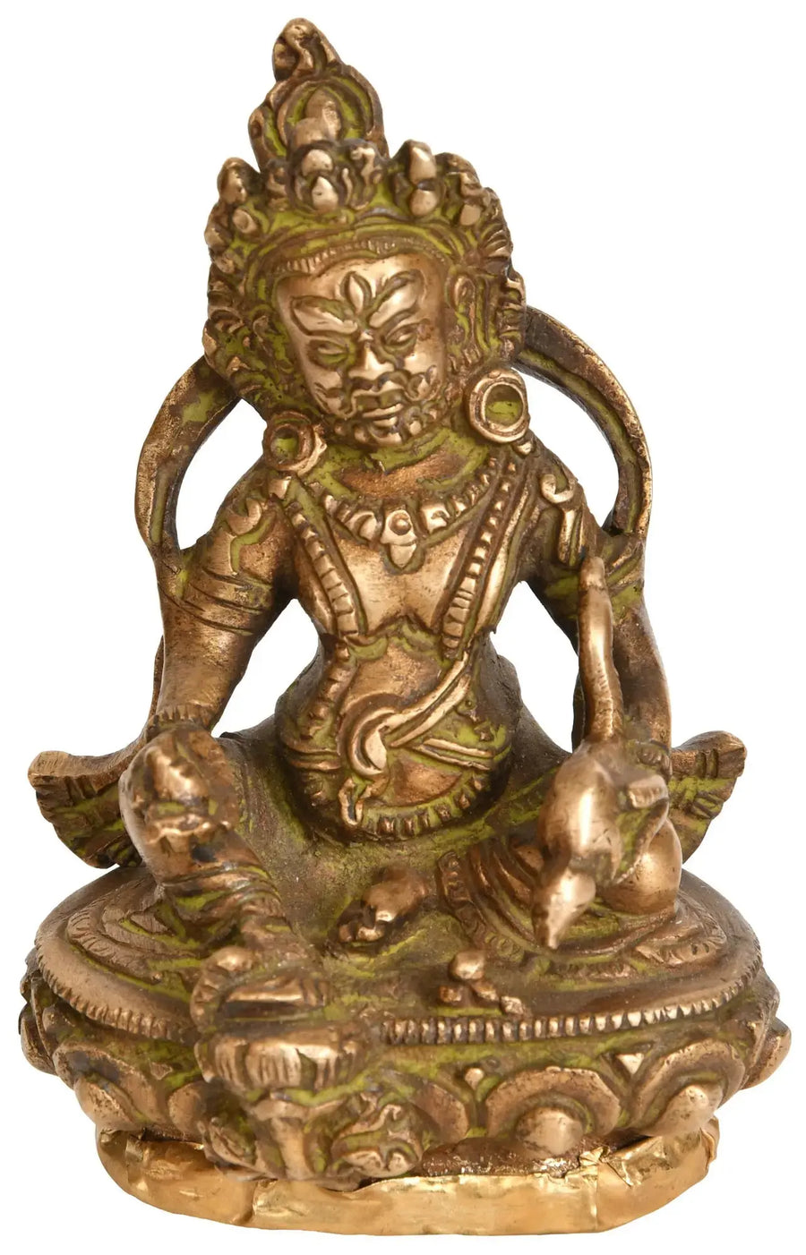 4" Kubera Brass Statue Handmade for Home Decor