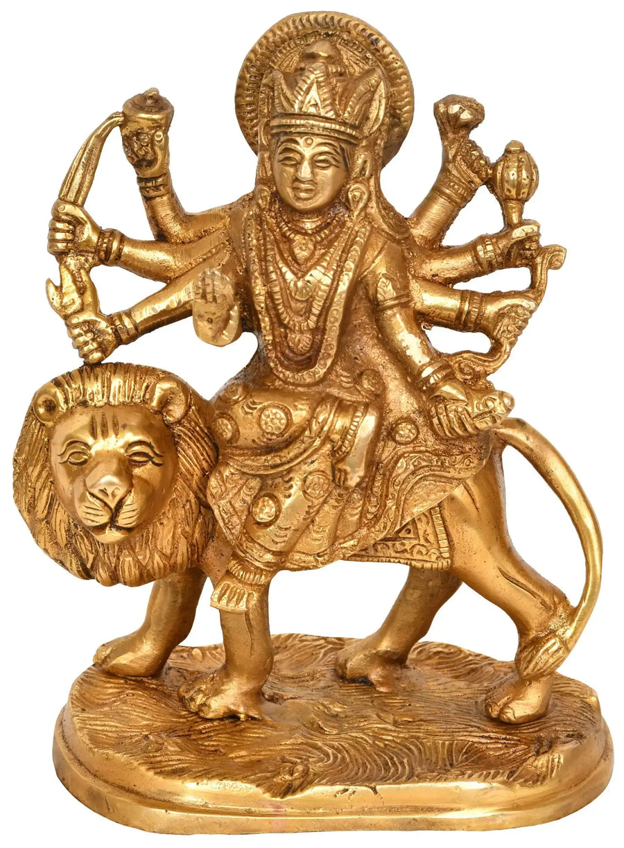 6" Handmade Mother Goddess Durga Brass Idol