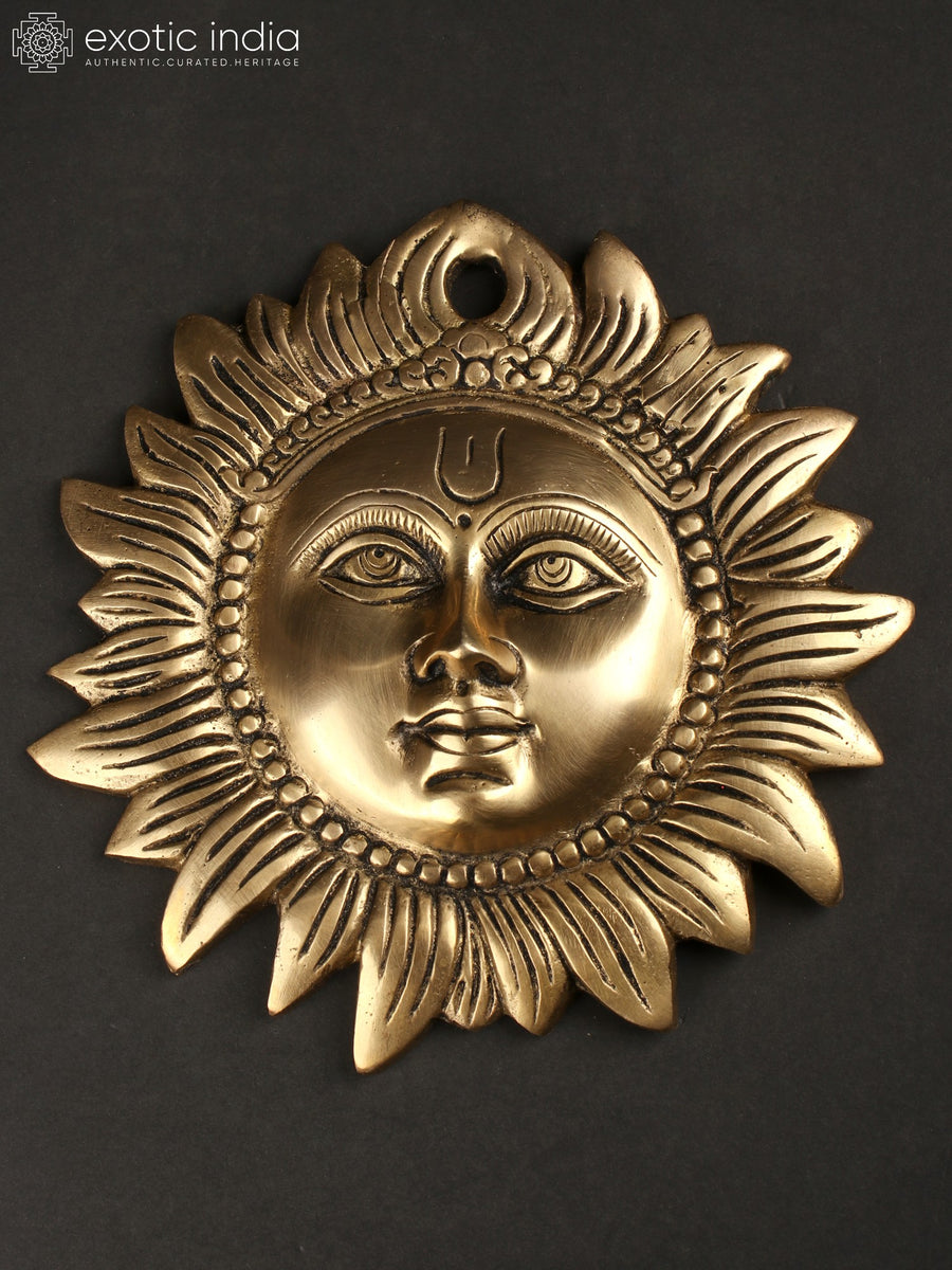 9" Sun Motif Brass Wall Hanging - Handmade Home Decor
