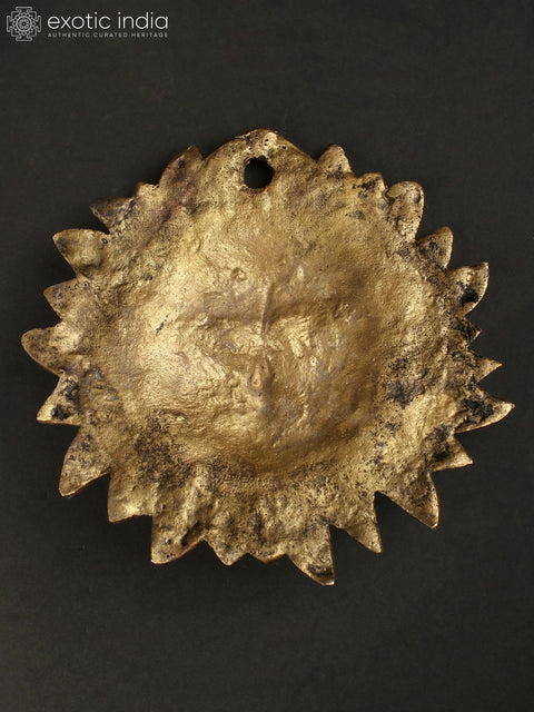 9" Wall-Hanging: Auspicious Motif of Sun In Brass | Handmade | Made In India