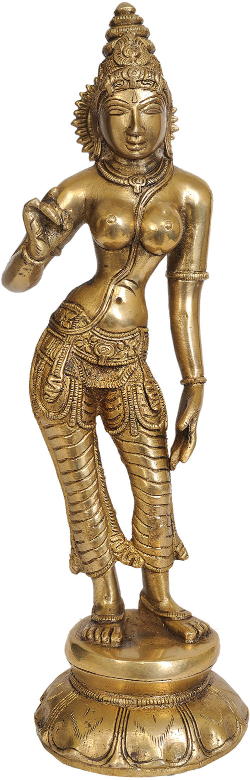10" Devi Parvati Brass Statue Handmade