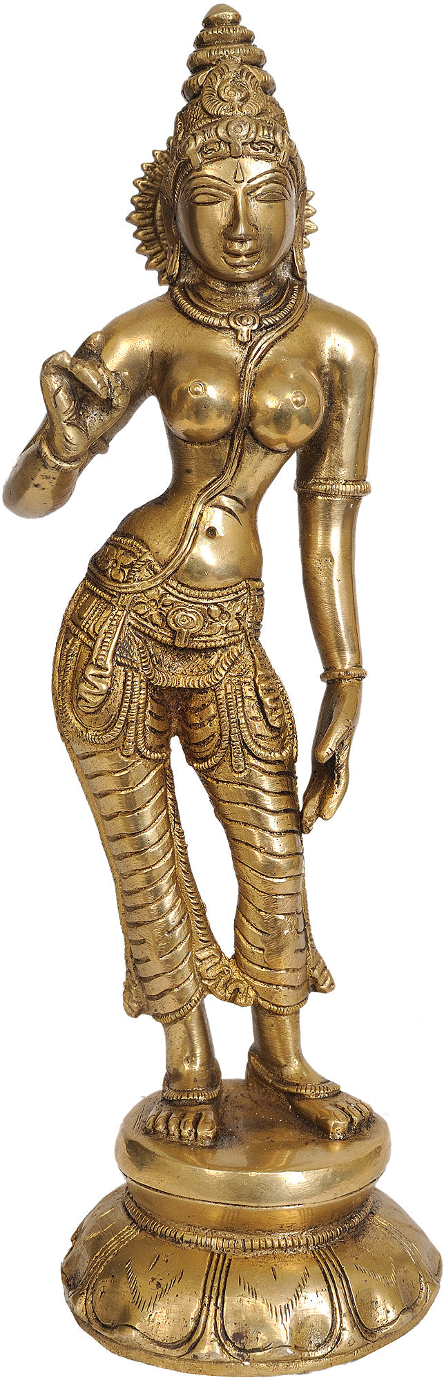 10" Devi Parvati Brass Statue Handmade
