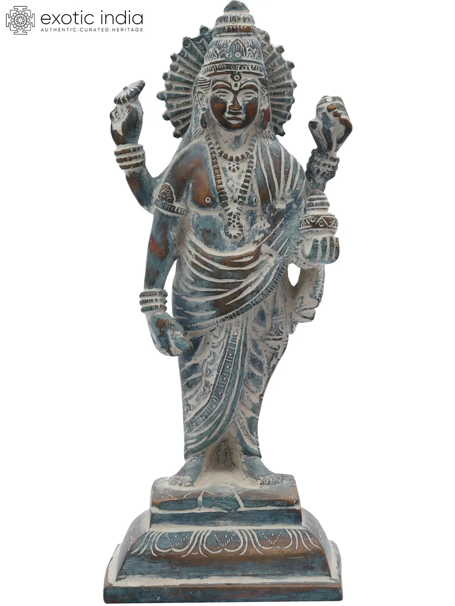 7" Dhanvantari Brass Statue - Handmade Physician of Gods Idol