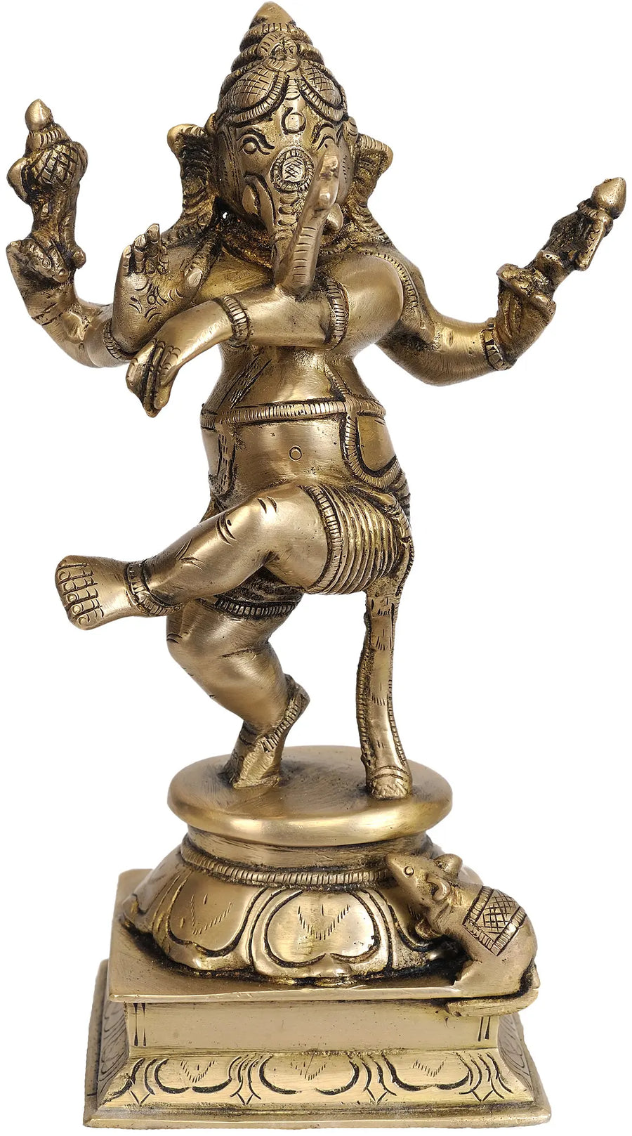 9" Dancing Ganesha Handmade Brass Statue