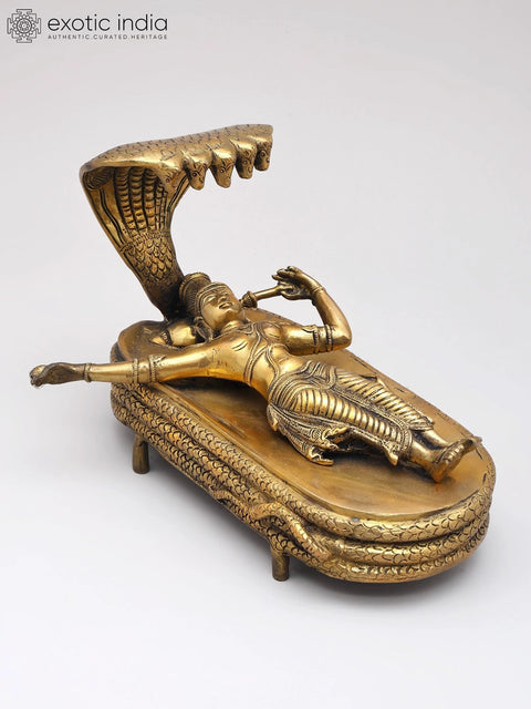 6" Bhagawan Vishnu in Yoga Nidra In Brass | Handmade | Made In India