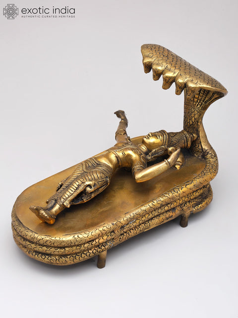 6" Bhagawan Vishnu in Yoga Nidra In Brass | Handmade | Made In India