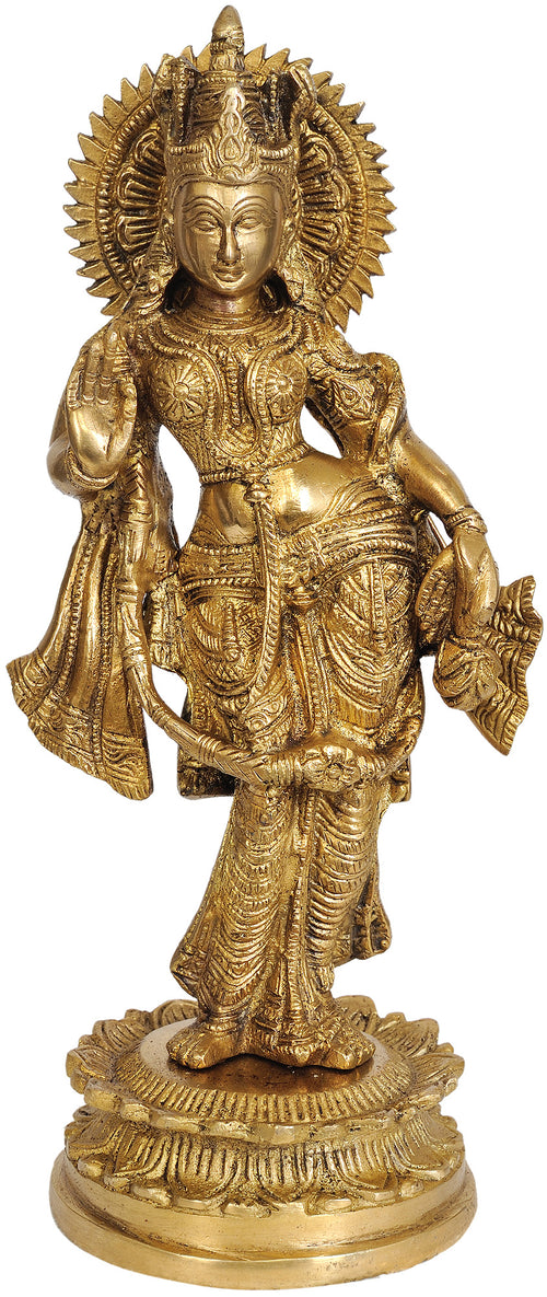 10" Radha Rani Handmade Brass Statue for Home Decor