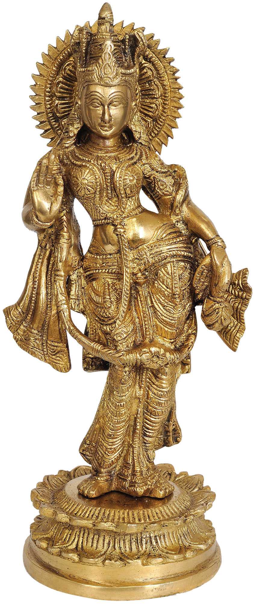 10" Radha Rani Handmade Brass Statue for Home Decor