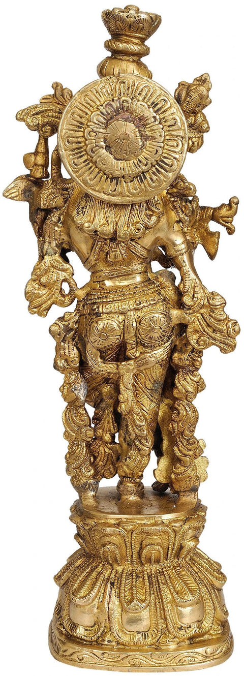 13" Sri Krishna Playing His Flute In Brass | Handmade | Made In India