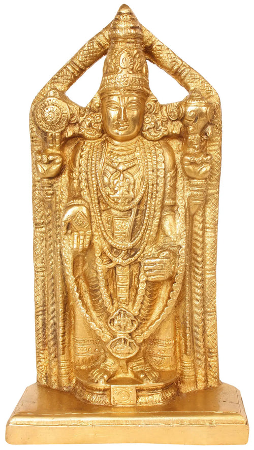 8" Lord Venkateshvara Handmade Brass Idol for Pooja